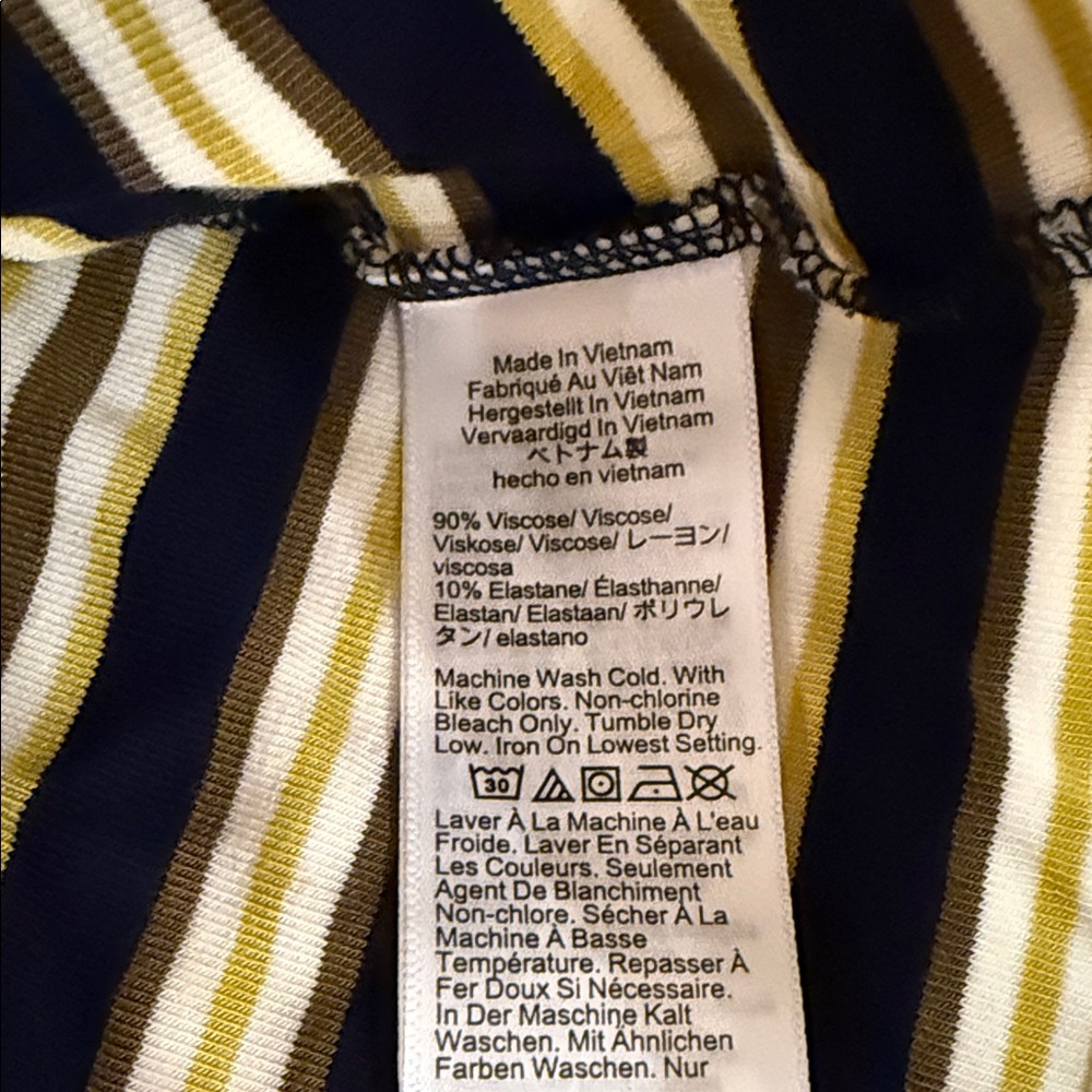 J.Crew Navy and Yellow Striped Tee, size small - Picture 4 of 5
